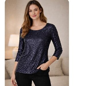 J. Crew Navy Sequin Blouse